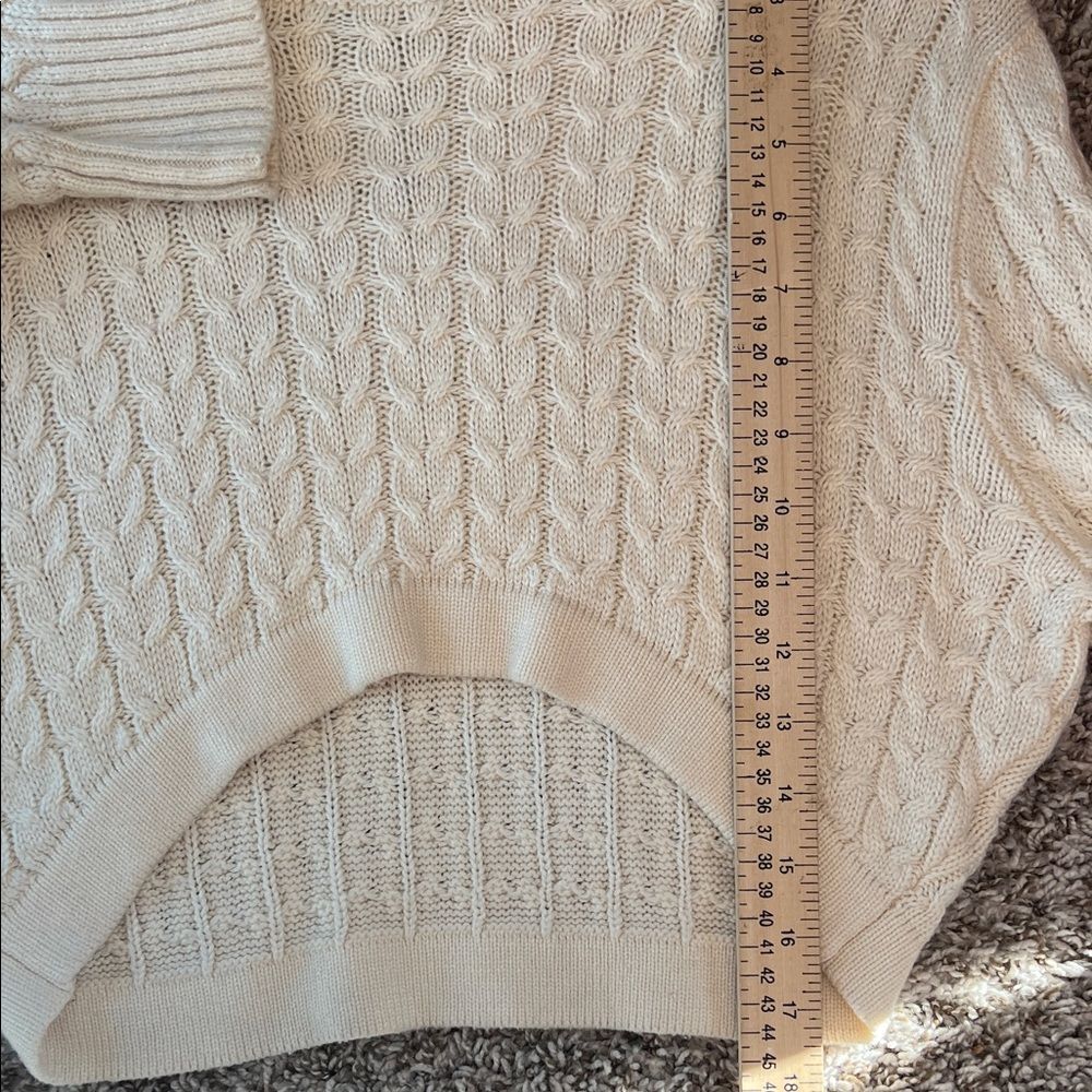 WeWoreWhat | Danielle Bernstein Cropped Mock Neck Cable Sweater in Ivory in XS - Picture 10 of 14